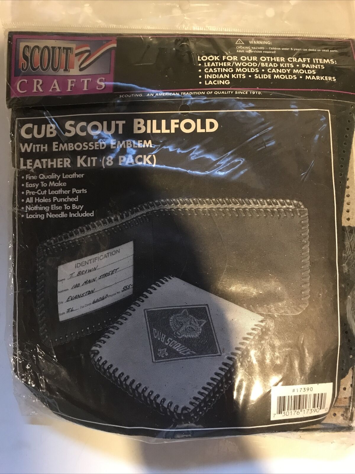 Scout Crafts - Cub Scout Billfold With Embossed Emblem Leather Kit 8 Pack