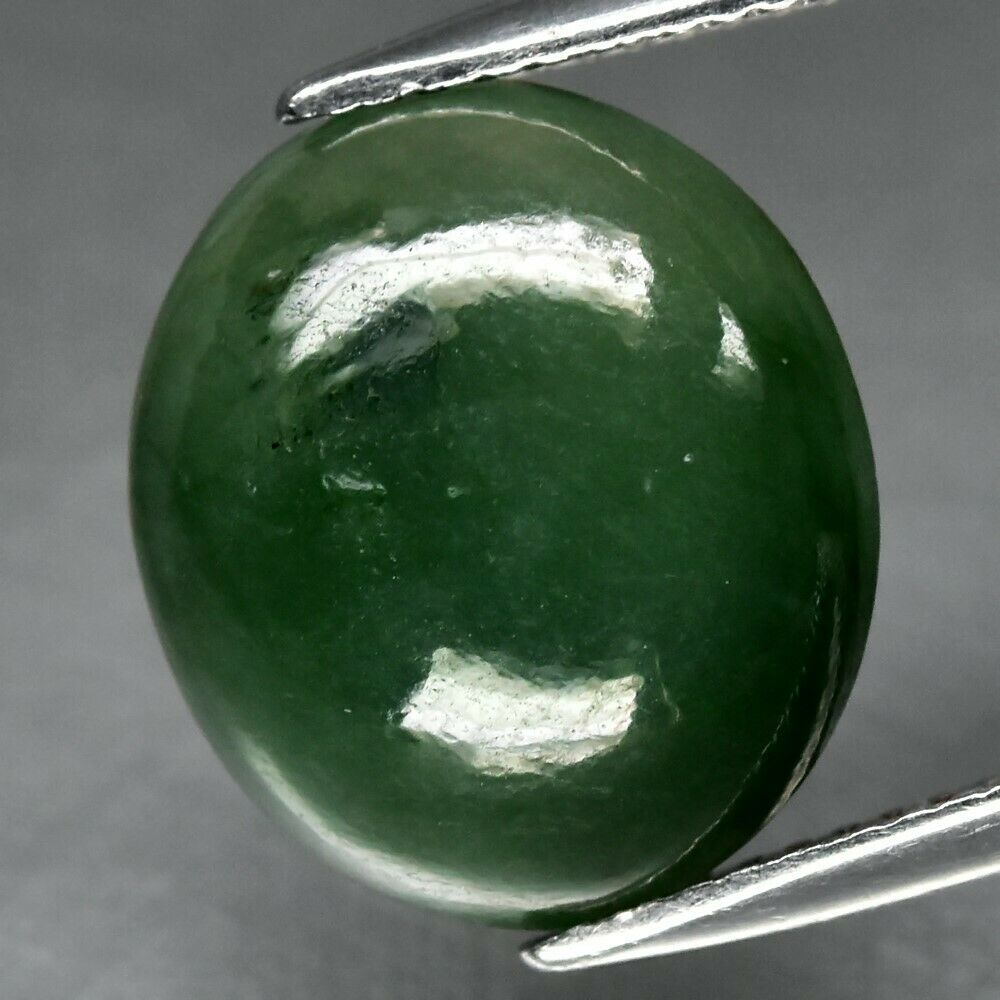 8.48ct 14.3x12.7mm Oval Cabochon Natural Untreated Green Jade, Myanmar