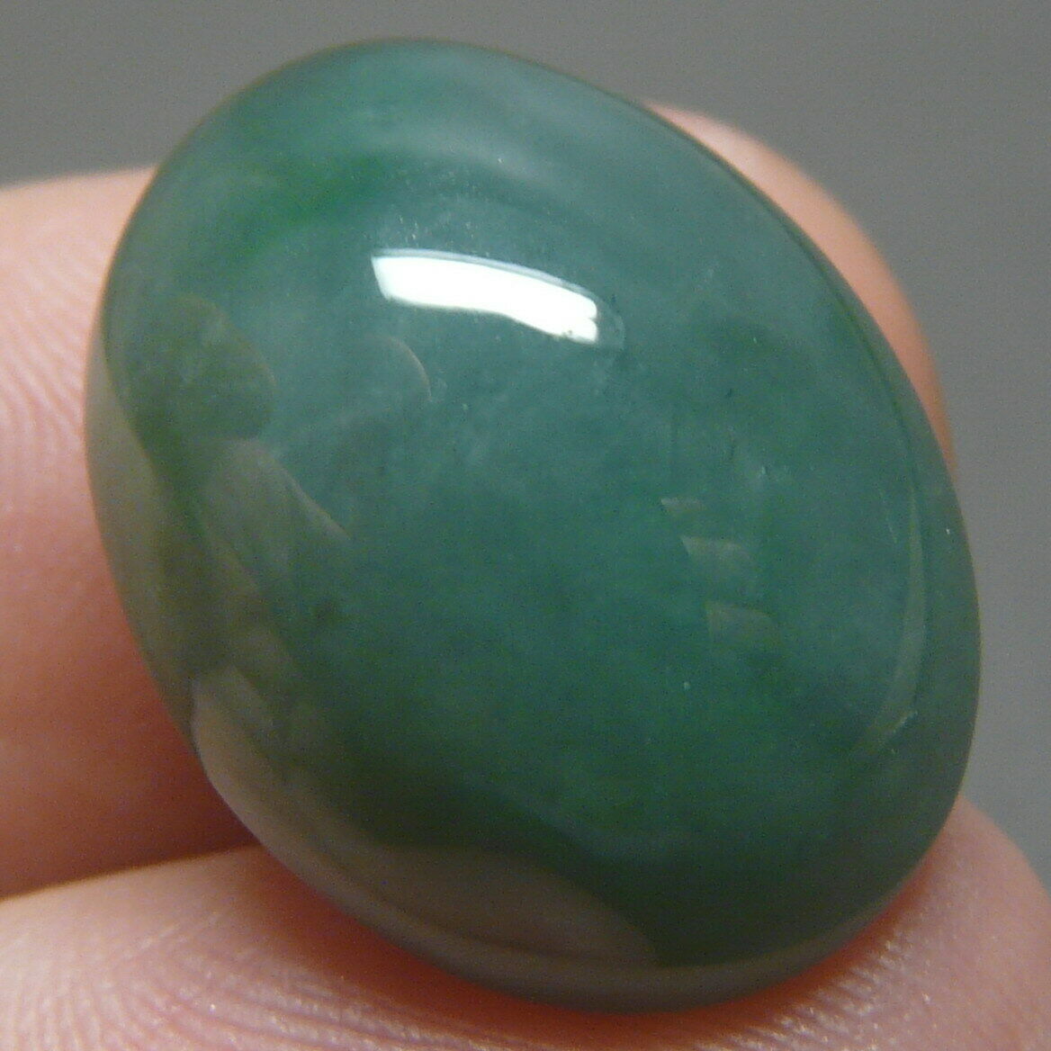 NICE 22.3 ct Genuine Jadeite Jade (Natural-Type A) Dark Green-White Cabochon