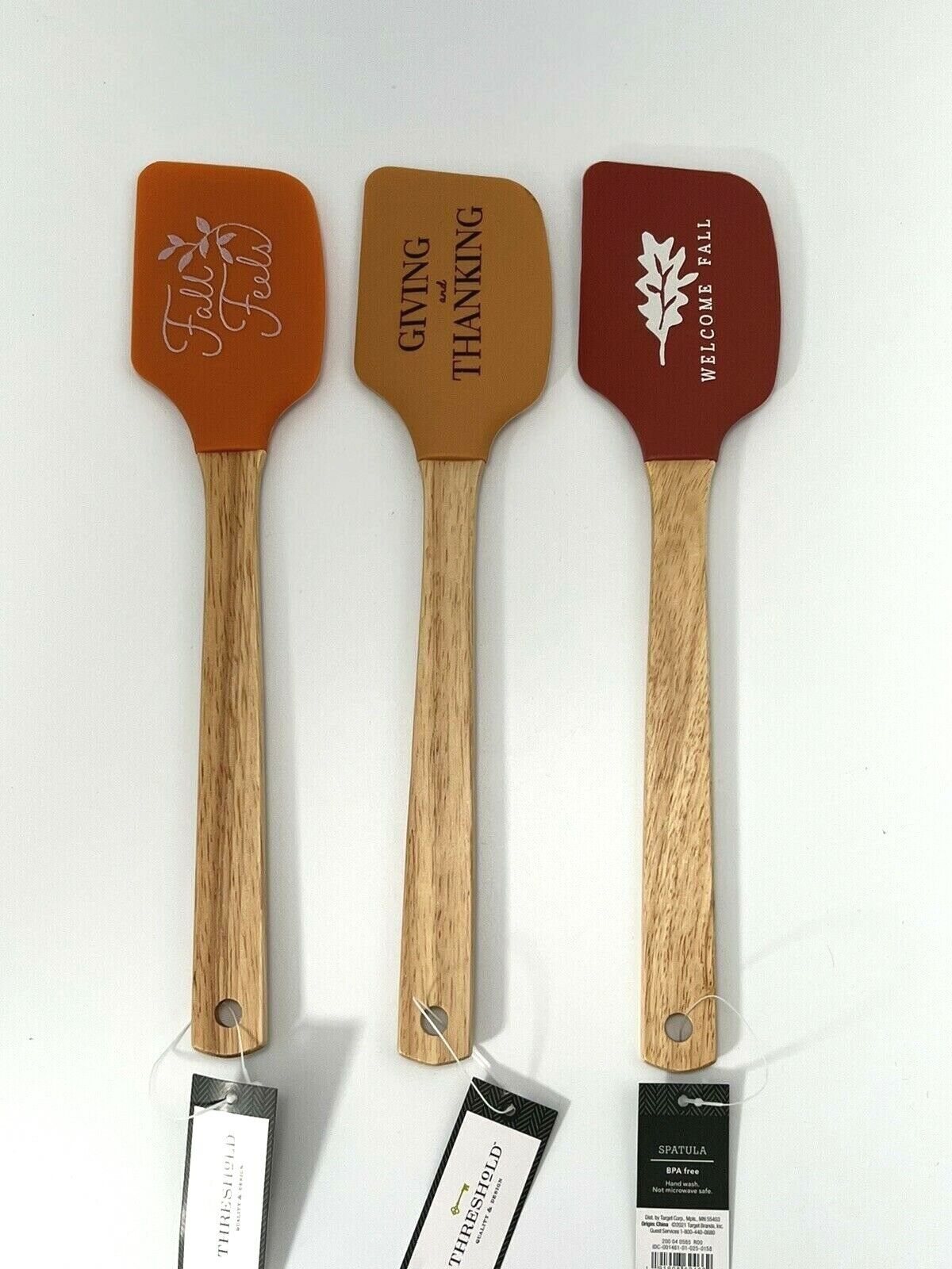 Set Of 3  Kitchen Spatula Giving Thanking, Welcome Fall, Thanksgiving Threshold