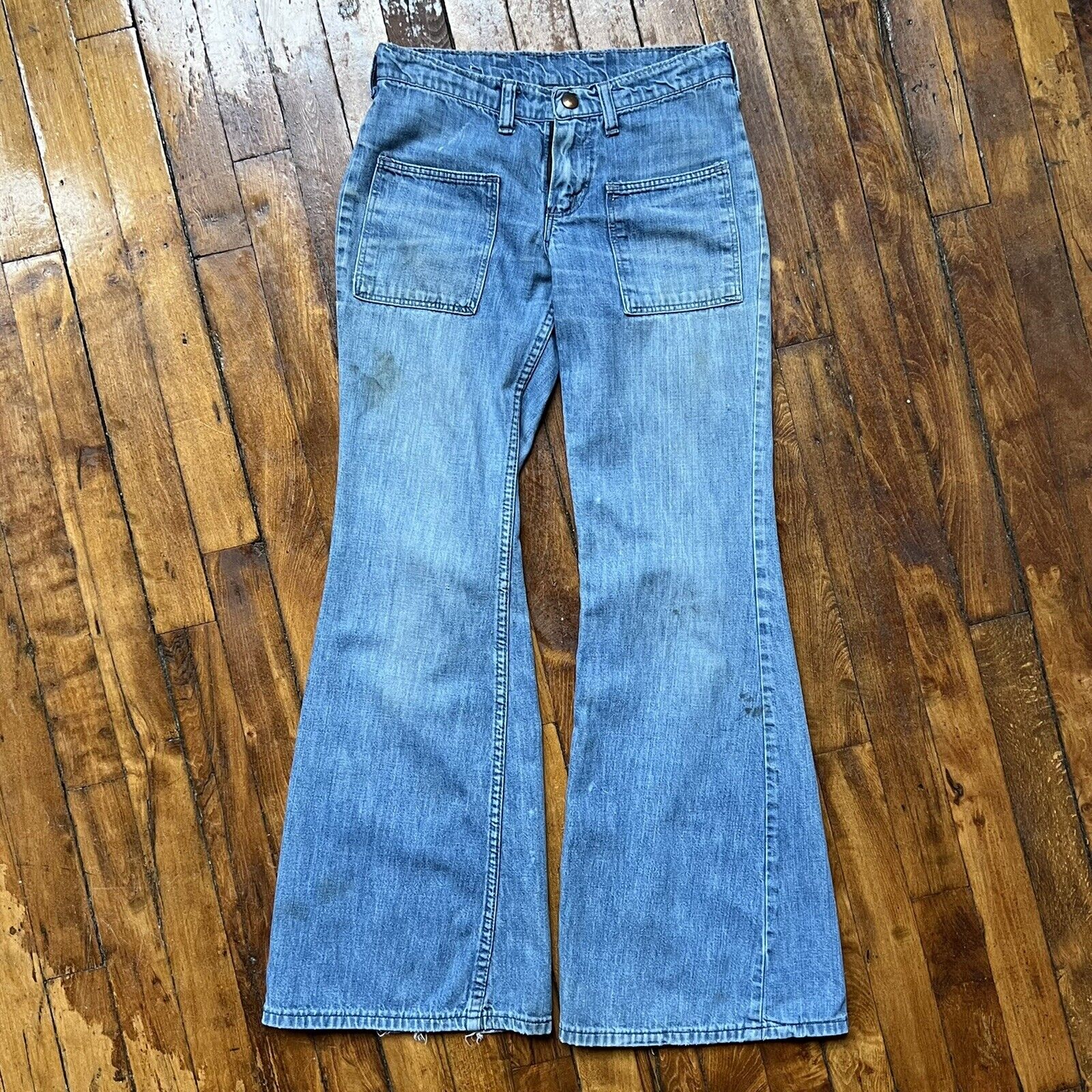 Vintage 1970s Kids' Wrangler  Size 5 Bell Bottom Jeans | 70s Usa Hippy Denim