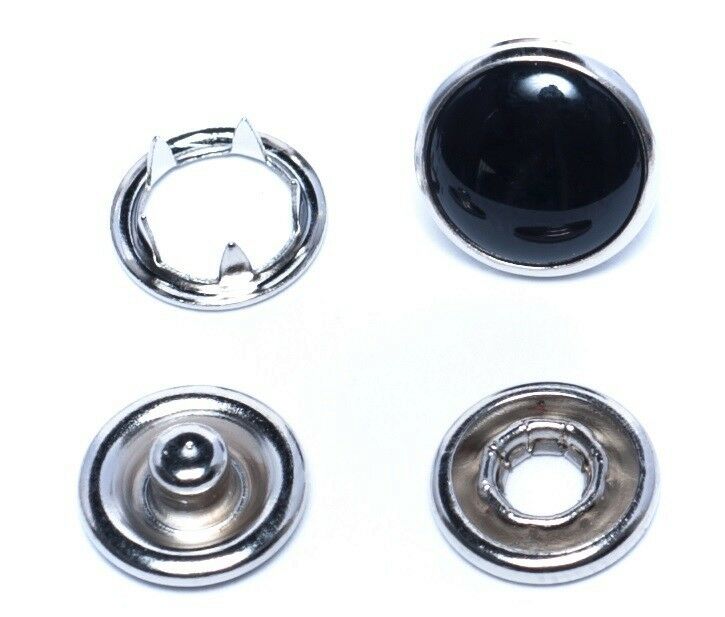 Black Onyx Pearl Snaps EACH SET CONTAINS 4 PARTS,9.5 MM (16L) OR 11 MM (18L) USA