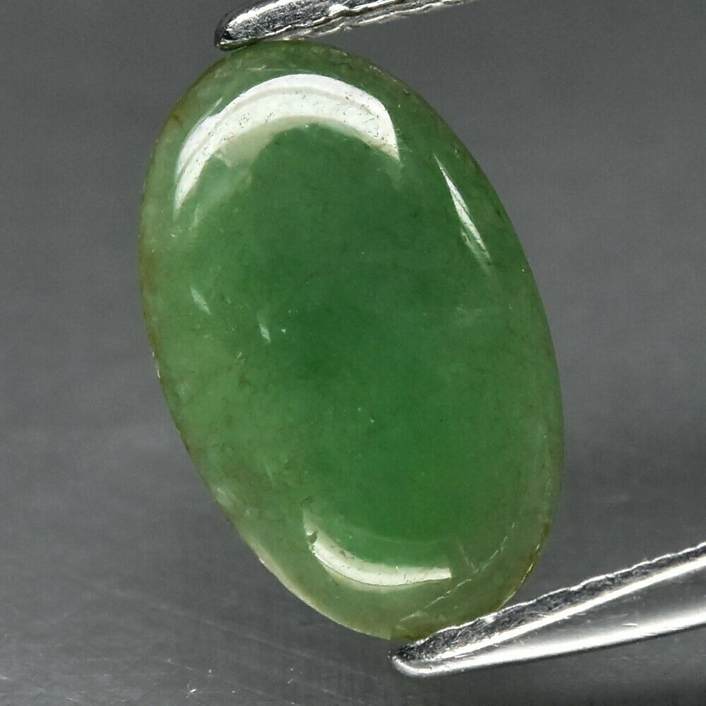 1.29ct 11.2x7mm Oval Cabochon Natural Untreated Green Jade, Myanmar