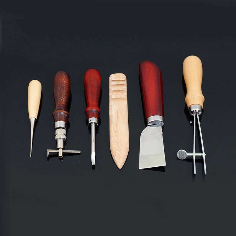 6pcs DIY Leather Craft Tools Awl Slotted Trimming Machine Polishing Rod Cutter