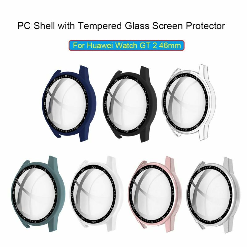 Shell Pc Tempered Glass Cover Screen Protector Frame For Huawei Watch Gt 2 46mm