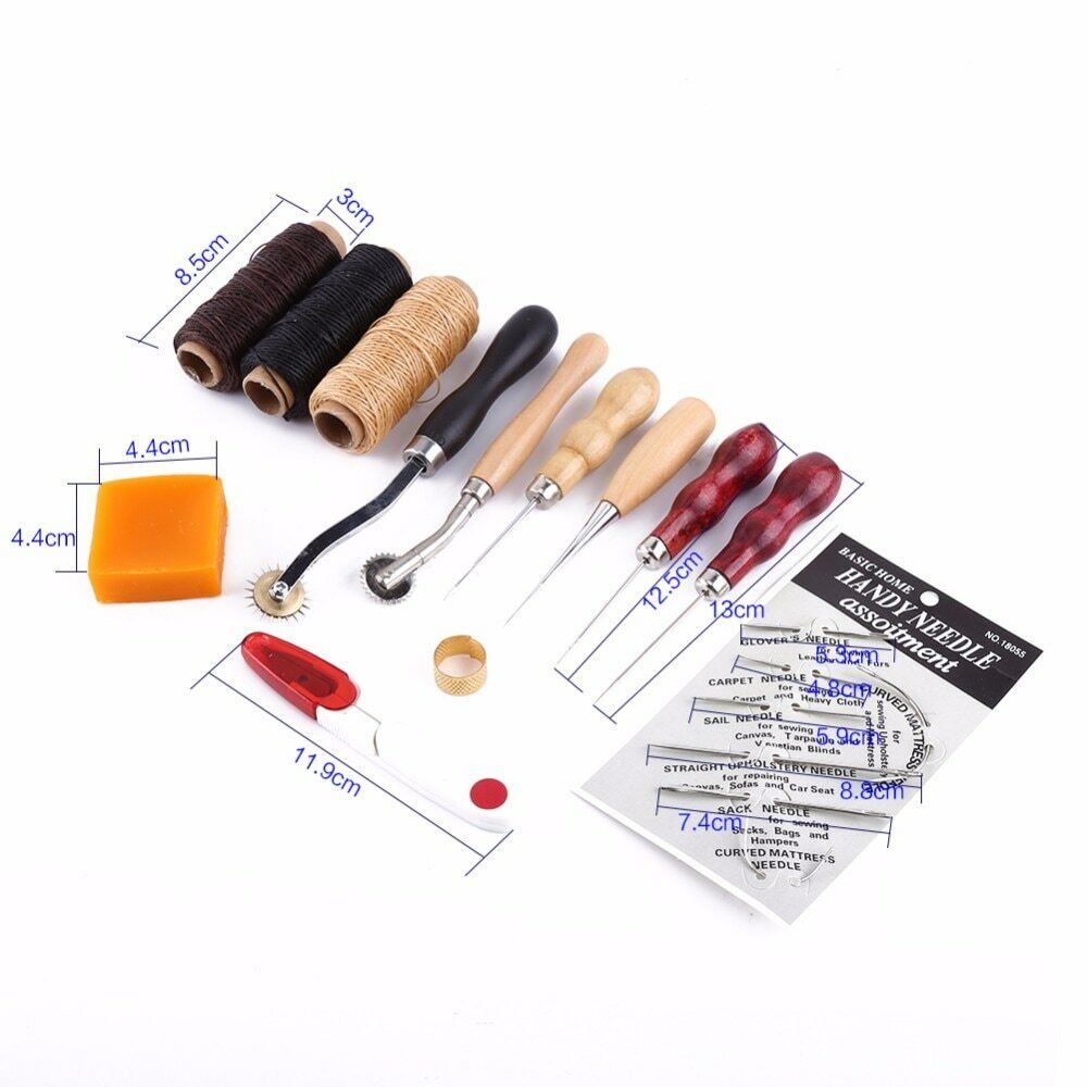 13pieces/set Of Handmade Leather Craft Hand Sewing Tools Line Tapered Waxing
