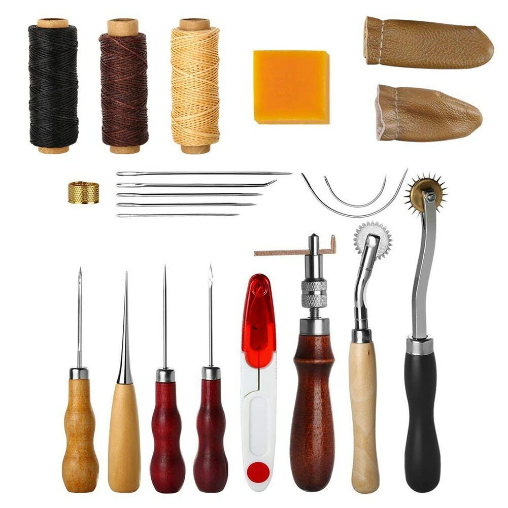 21pcs Leather Craft Sewing Tools Diy Handmade Wax Line Edge Needle Hole Puncher
