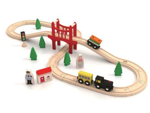 🚦wooden Train Set🚂 For Kids Children Toy Play Tracks Passenger Car 39 Pcs