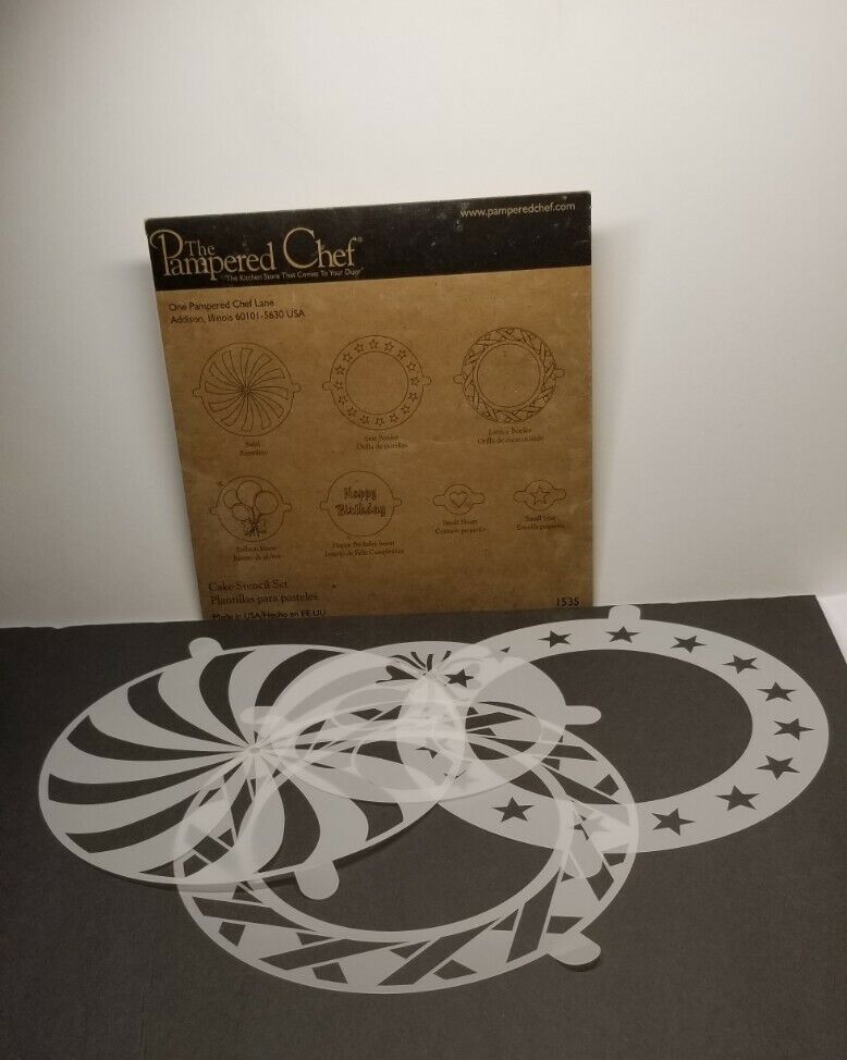 Pampered Chef Cake Stencil Set Complete 1535 Cake Decorating