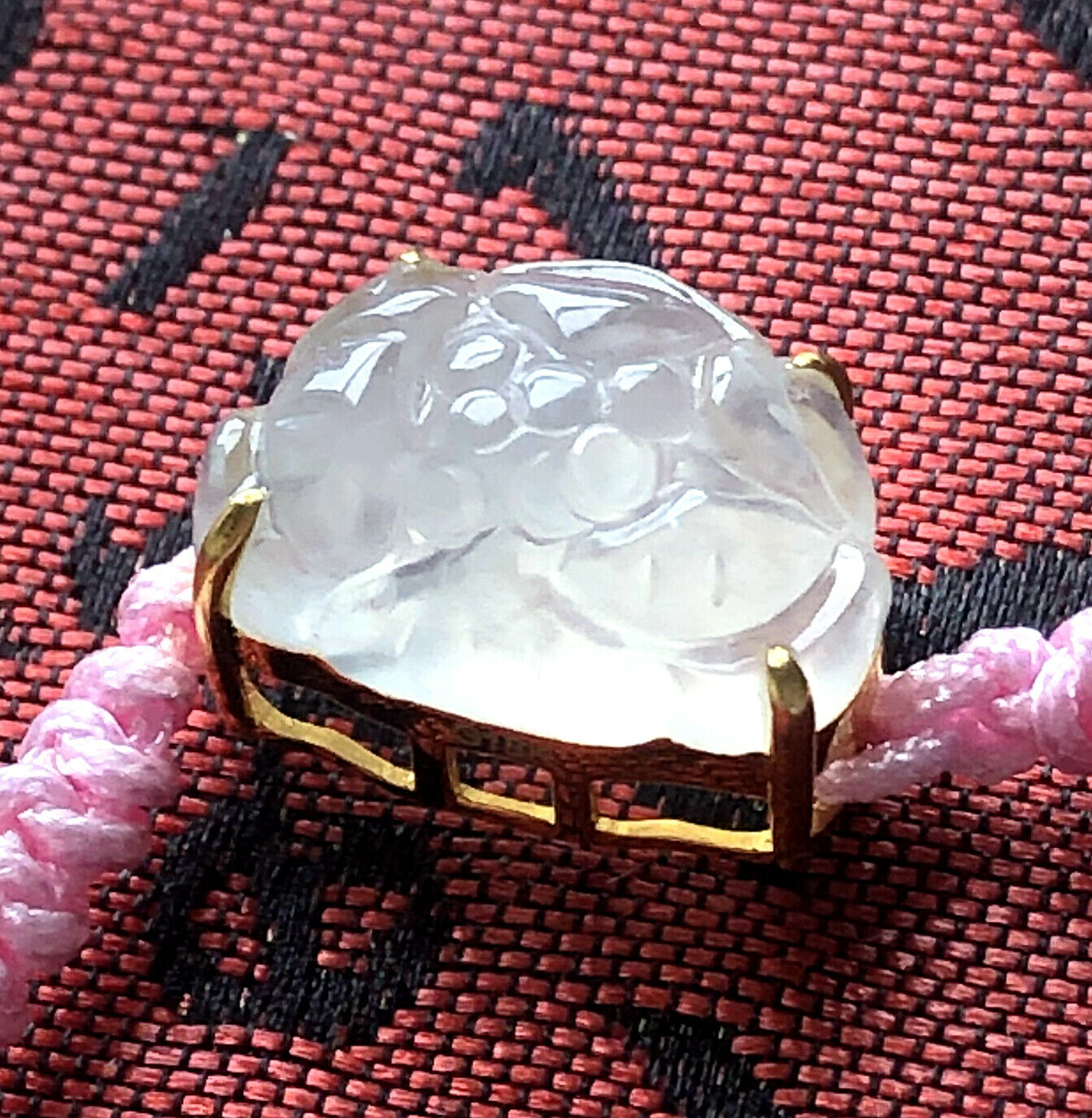 Certified Grade A Jade Jadeite Icy Lotus Bracelet 18K Gold Inlaid Translucent