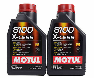 Motul 102784 8100 X-Cess 100% Synthetic 5W40 Oil 5W-40 - 1Liter - 2 Pack