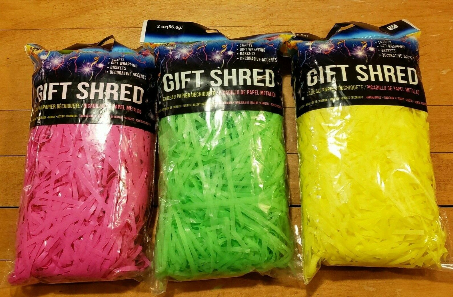 SKD PARTY GIFT SHRED FILLER BOX BASKET DECORATION GREEN YELLOW PINK