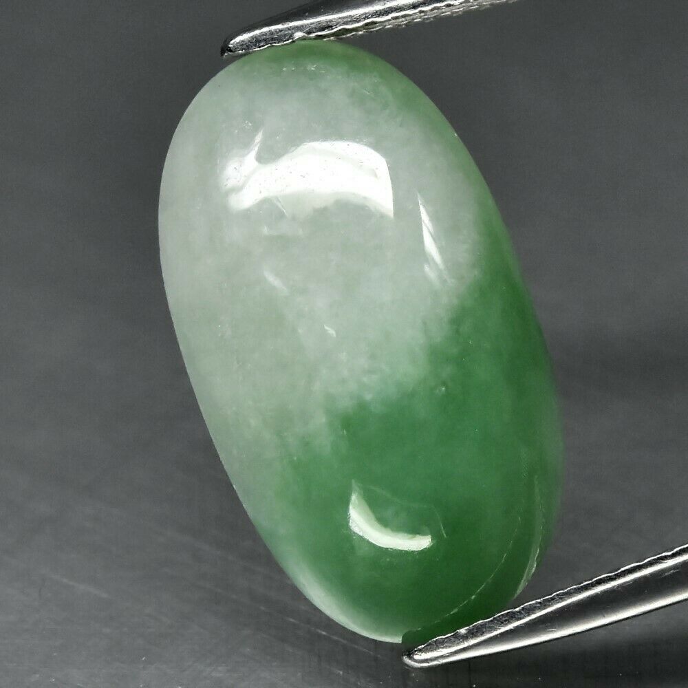 6.08ct 18x10.2mm Oval Cabochon Natural Untreated Green Jade, Myanmar