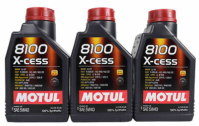 Motul 102784 8100 X-Cess 100% Synthetic 5W40 Oil 5W-40 - 1Liter - 3 Pack